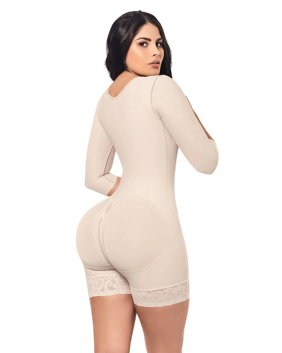 Faja Colombianas Open-Bust Long Sleeves Bodysuit Waist Trainer Women Body Shapers Elastic Tummy Control Lift Up Corset Shapewear