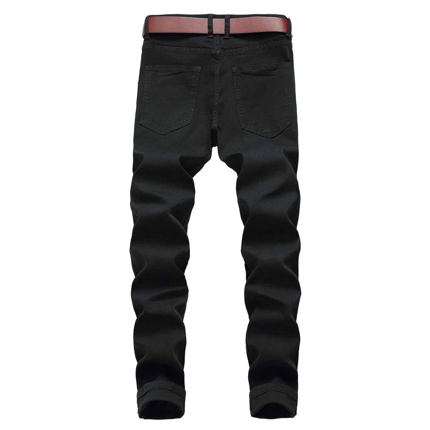 Men's White Jeans Fashion Hip Hop Ripped Skinny Men Denim Trousers Slim Fit Stretch Distressed Zip Men Jean Pants High Quality