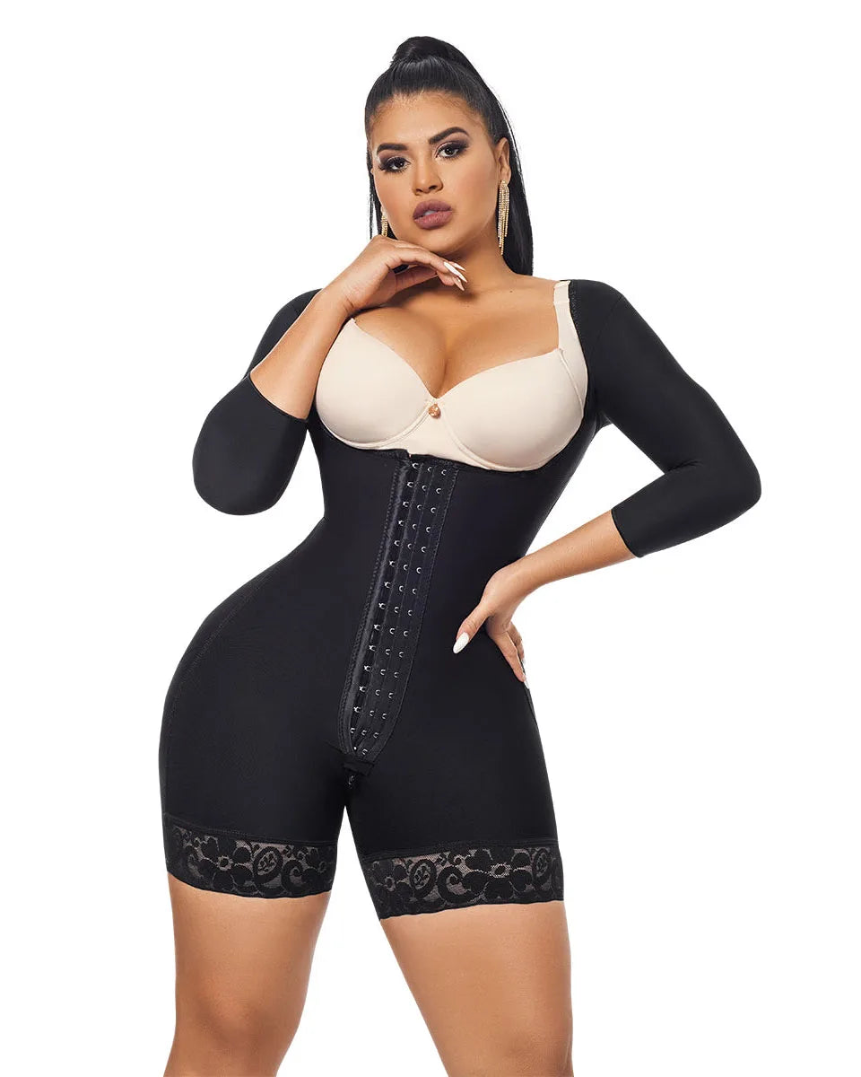 Faja Colombianas Open-Bust Long Sleeves Bodysuit Waist Trainer Women Body Shapers Elastic Tummy Control Lift Up Corset Shapewear