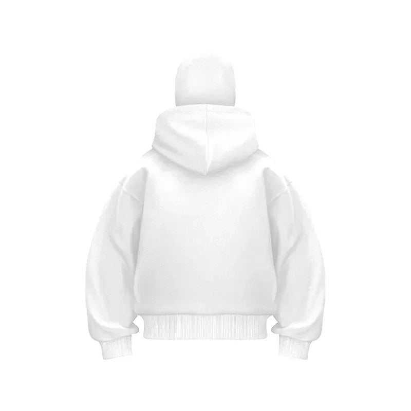 Balaclava Men Zip Hoodie Winter Warm Casual Sweatshirt Y2K with Hooded Face Mask Zipper Design Sports Jacket Outdoor Activities