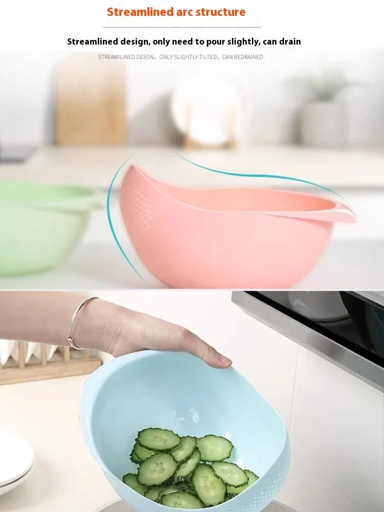 1pc - Plastic Drain Basket Filter, Rice Bowl, Drain Basket, Fruit Bowl, Laundry Basket, Handle, Home Kitchen Organizer