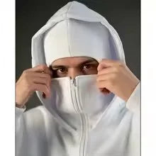 Balaclava Men Zip Hoodie Winter Warm Casual Sweatshirt Y2K with Hooded Face Mask Zipper Design Sports Jacket Outdoor Activities