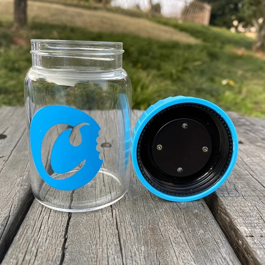 1Pc Glass Jar with Led Light Smoking Storage Bottle Light-Up Air Tight Magnifying Viewing Multi-Use Container