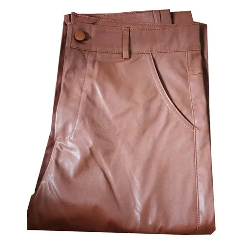 New Men Loose Faux Leather Pants Black / Red / Brown Fashion Male Daily Leisure Motorcycle Multi Pocket Trousers Large Size 5XL