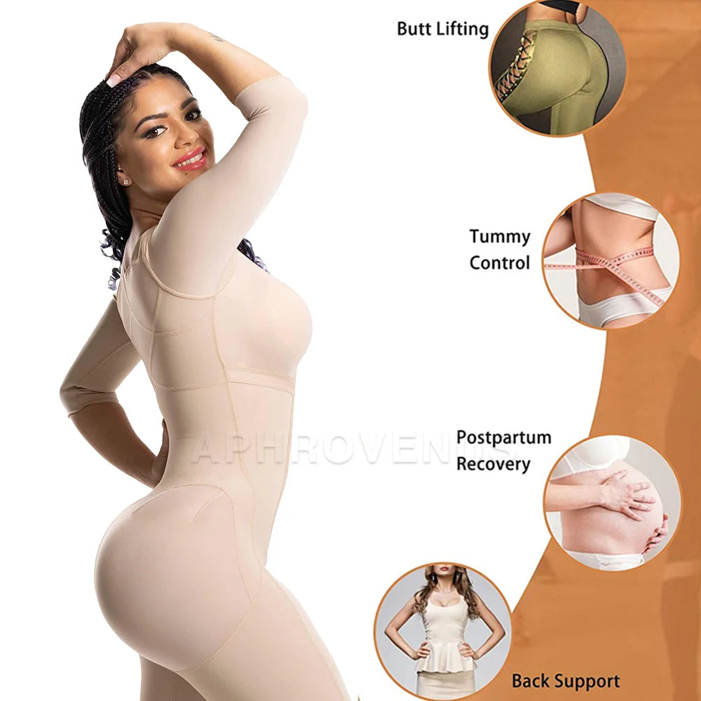 Long Sleeve High Compression Faja Full Body Shaper With Bra Shapewear Postpartum BBl Post Op Surgery Supplies