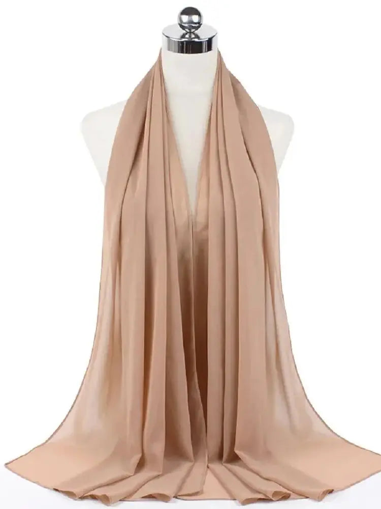New Fashion Women Solid Chiffon Headscarf Ready To Wear Instant Hijab Scarf Muslim Shawl Islamic Hijabs Arab Wrap Head Scarves