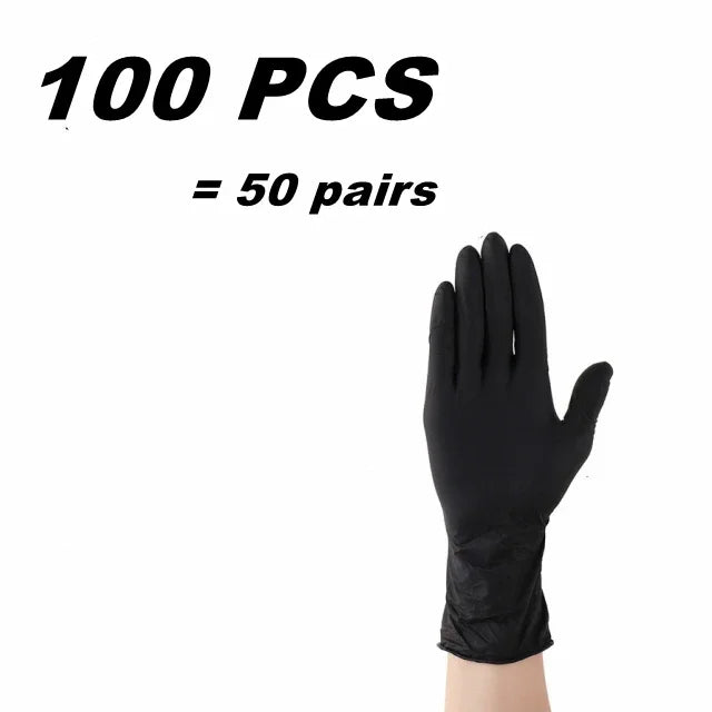 20/50/100PCS Black Nitrile Gloves Disposable Household Cleaning Gloves Large Textured Industrial Mechanic Hair Dye Tattoo Gloves
