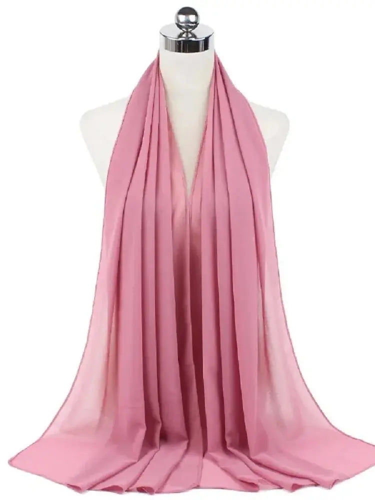 New Fashion Women Solid Chiffon Headscarf Ready To Wear Instant Hijab Scarf Muslim Shawl Islamic Hijabs Arab Wrap Head Scarves