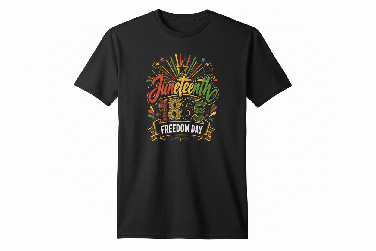 Juneteenth Black T-shirt with white letters