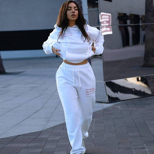 Streetwear Women Loose Joggers Casual Letter Print High Waist Hoodie Pants Female Cotton Sport Cargo Strack Sweat Pants