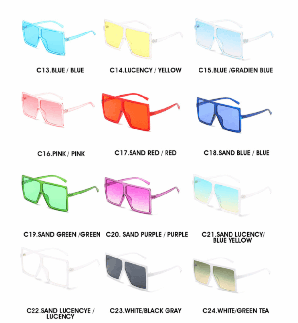 Pc Frame One Piece Trendy Unisex Fashion Brand Designer Sun glasses custom colorful Big Square Oversized Shades Sunglasses 2022