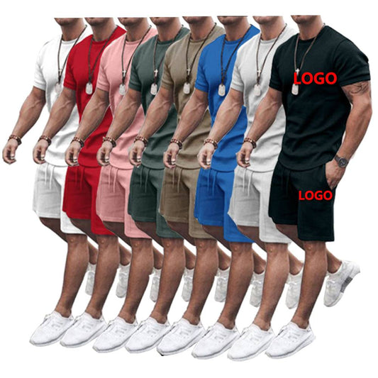 custom men shorts sets customized logo mens matching two piece summer 2 piece short set for men