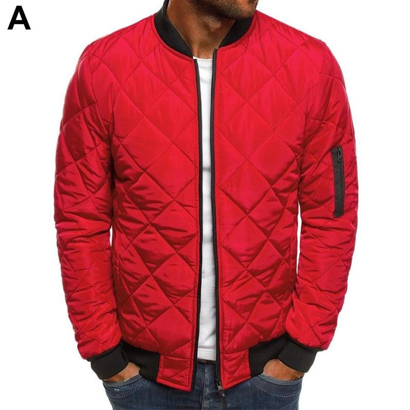 New Men Windbreaker Winter Coat Padded Puffer Jacket Warm Up Clothes Casual Bomber Casual Zip Fashion Cotton Outwear Coat N7V4