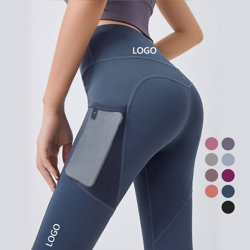 TikTok Fashion Ladies High Waist Tight Yoga Pants Sport Workout Butt Lift Yoga Pants With Mesh Pocket Gym Fitness Legging Custom
