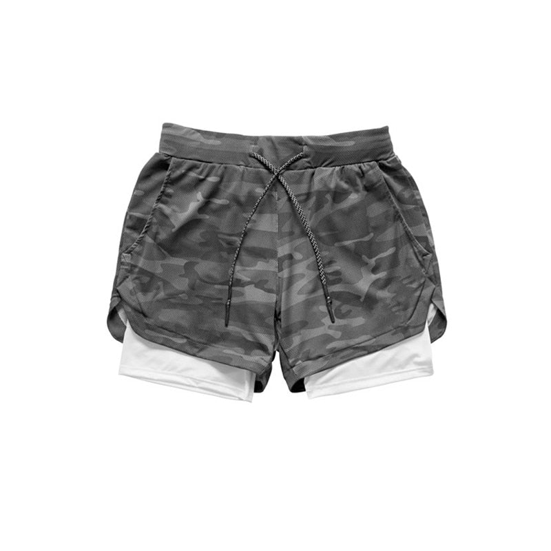 2023 Camo Running Shorts Men 2 In 1 Double-deck Quick Dry GYM Sport Shorts Fitness Jogging Workout Shorts Men Sports Short Pants