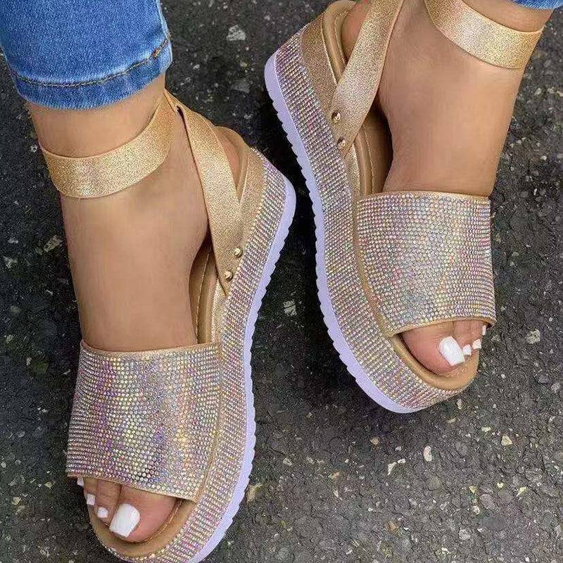 FB14 New Arrivals Bling Rhinestone Platform Sandals 2021 Luxury Sandals