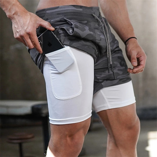 2023 Camo Running Shorts Men 2 In 1 Double-deck Quick Dry GYM Sport Shorts Fitness Jogging Workout Shorts Men Sports Short Pants