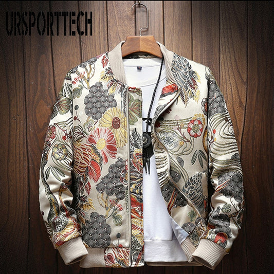 New Autumn Winter Casual Jacket Men Coat Japanese Embroidery Slim Fit Bomber Jacket Male Windbreaker Men Coats M-5XL