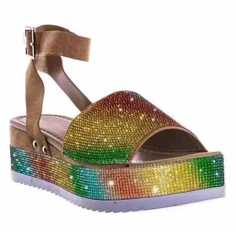 FB14 New Arrivals Bling Rhinestone Platform Sandals 2021 Luxury Sandals