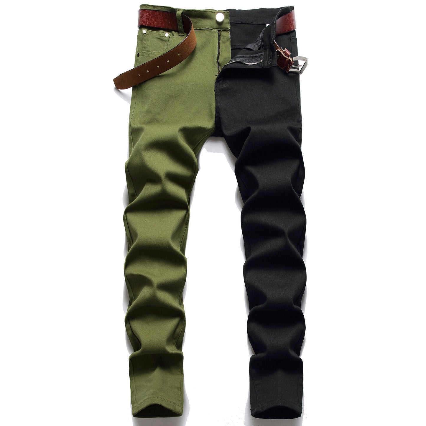 Brand Two Color Design Stitching Men Jeans Autumn Winter New Slim Skinny Stretch Street Hip Hop Male Elastic Denim Pants 28-40